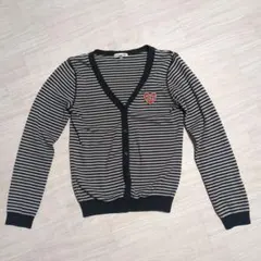 LACOSTE ストライプ Vネック長袖カーディガン 40 M