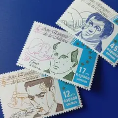 9307 外国切手 スペイン 1985年 ヨーロッパ音楽年 音楽家 3V