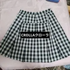 CROLLAクローラ　フレアースカート ブラックホワイト チェック柄