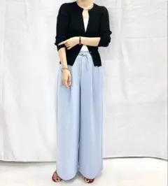 【新品】GU ドレープワイドパンツ L ブルー パンツ ワイドパンツ ユニクロ
