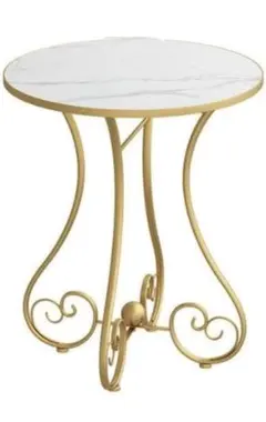 サイドテーブル 大理石風 ゴールド　アンティーク　オシャレ