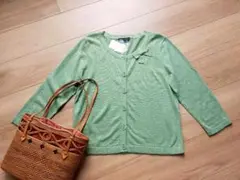 新品LAURA ASHLEY　ローラアシュレイ　綿麻混カーディガンLサイズリネンのサムネイル