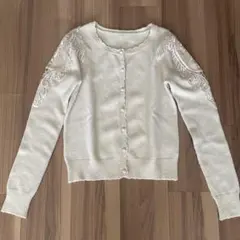 アイボリー レース　ニットカーディガン