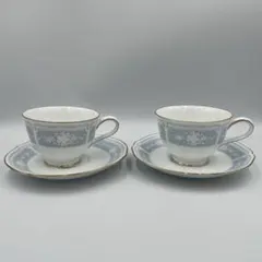 ノリタケ　カップ＆ソーサー　ティーカップ　ペア　レースウッドゴールド