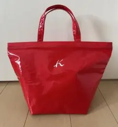 キタムラ　エナメル　ビニール　2way トートバッグ　レッド