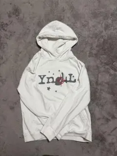 yng4l ロゴプリント プルオーバーパーカー　ホワイト　Sサイズ