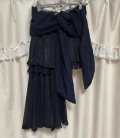 d*7様 ジャンク品★NAOTO SEVENドクロモチーフ付レーススカート ブラのサムネイル