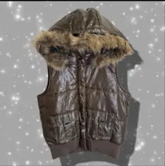 Y2K 00s ファー 光沢 ダウンベスト 平成ギャル アーカイブ お兄系