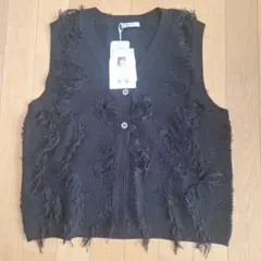 ❤️mysa❤️フリンジニットベスト Mサイズ