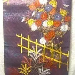 菊垣文の光沢のある紫と紗綾形（さやがた）模様の帯１本練習用帯やリメイク生地として