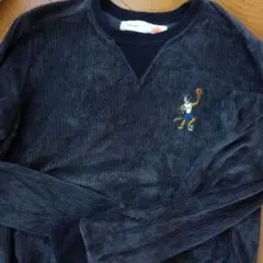 mellow people 黒 コーデュロイ トレーナー 140cm バスケット