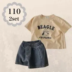 キッズ服　ハーフパンツ　デニム　キッズTシャツ　110　女の子　男の子　韓国