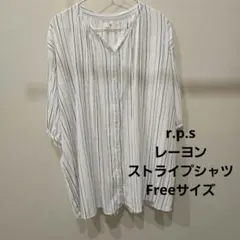 rps ストライプ柄 レーヨン半袖シャツ F (フリー)