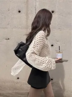 GRL ハニカムニットトップス オフホワイト [an1228]