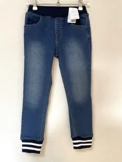 【新品タグ付き 】裏起毛 デニムジョガーパンツ 130 インディゴブルー