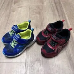 ムーンスター スニーカー 3E 幅広 2足 セット17.5 赤 黒 青