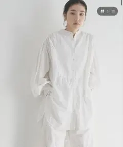 オードリーアンドジョンワッド インドコットン刺繍ブラウス オーバーサズ　白のサムネイル