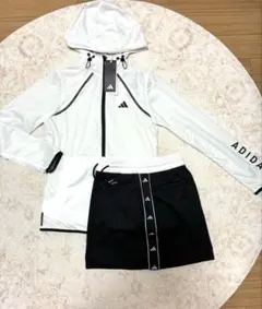 新品 XS！アディダスゴルフ 防風撥水 セットアップ 小柄な方向け 細見え