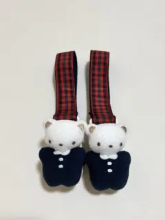 【美品】familiar ファミリア　ブランケットクリップ　赤チェック