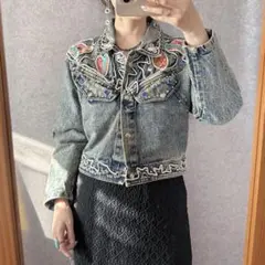 ジージャン 悪女 デニム 魔女 刺繍 スパンコール ハロウィン デニム 