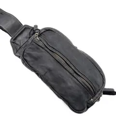 マスターピース　ボディバッグ　2way ダブルファスナー　レザー　ブラック