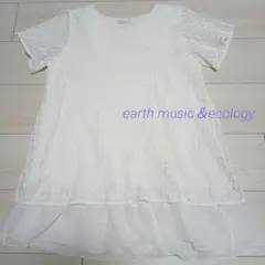 earth ホワイトレースチュニック 半袖