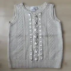 組曲　KUMIKYOKU　ニット　ベスト 　130ｃｍ　ラメ　白