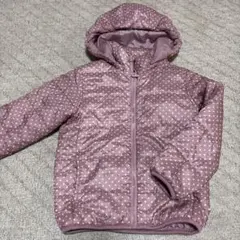 GU ピンク ドット柄 フード付きダウンコート 120