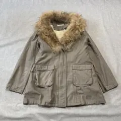 shucaGLOBALWORK ファー付きくすみカラーモッズコート