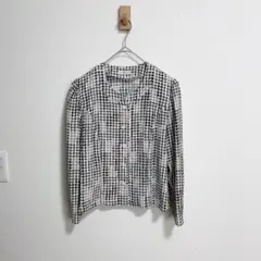 昭和レトロ　ブラウス　シャツ 柄シャツ ガラシャツ 総柄 長袖　Ε.Ι.