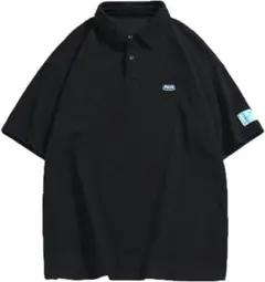 ポロシャツ メンズ 半袖 tシャツ 無地 薄手トップス男女兼用 ブラック