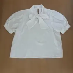 GRL リボン付きホワイト半袖ブラウス