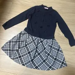 familiar ワンピース　130 ネイビー チェック　フォーマル　イベント