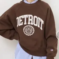Champion DETROITロゴ スウェット M ブラウン