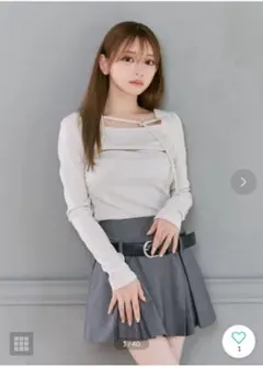 EATME サイドギャザーリブTOP グレー