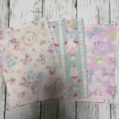 ハンドメイド　ランチョンマット3枚組　20✖️30 　うさぎ　リボン　パフェ柄