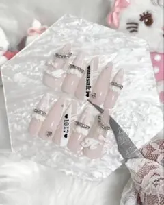 お急ぎ便A ネイルチップ 量産型 オタクネイル 推しネイル ちゅるん スナ系 白