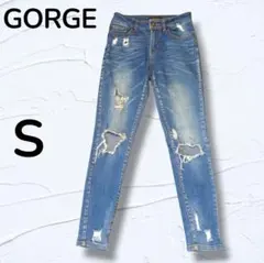 GORGE スキニーデニム S ダメージ加工 ジーンズ