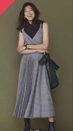 FRAY ID グレー チェック柄 キャミワンピース