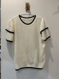 最終値下げ処分▶︎アイボリー ニットセーター 半袖 フリル