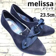 melissa メリッサ　アーモンドトゥ　リボン　スエード　パンプス　ネイビー