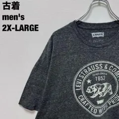 古着 Levi's リーバイス Tシャツ 熊 シンプル ビッグサイズ 濃灰2XL