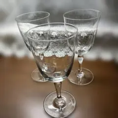 昭和のガラス製ワイングラス3個セット