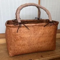 一閑張り　竹カゴバッグ大　ハンドメイド