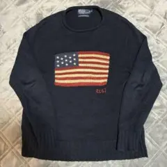 Polo by Ralph Lauren ネイビー ニット M 星条旗
