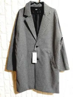 AZUL BY MOUSSY　千鳥格子柄チェスターコート　ブラック　M　メンズ㉞