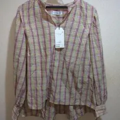 新品タグ付き　チャオパニック　チェック　長袖　シャツ　ブラウス　チュニック　黄色