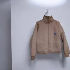 ベージュ フリース ジップアップパイルジャケット