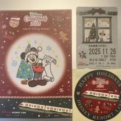 ディズニークリスマス リゾートラインフリー切符（使用済）スタンプラリーステッカー