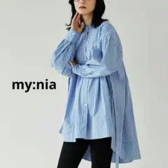 my:nia　SAYAさんコラボ　イージーケアバックギャザーフレアビッグシャツのサムネイル